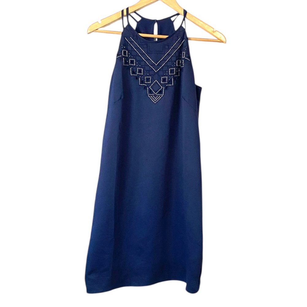 NWT Banana Republic Maritime Blue embellished Midi shift Dress size XS